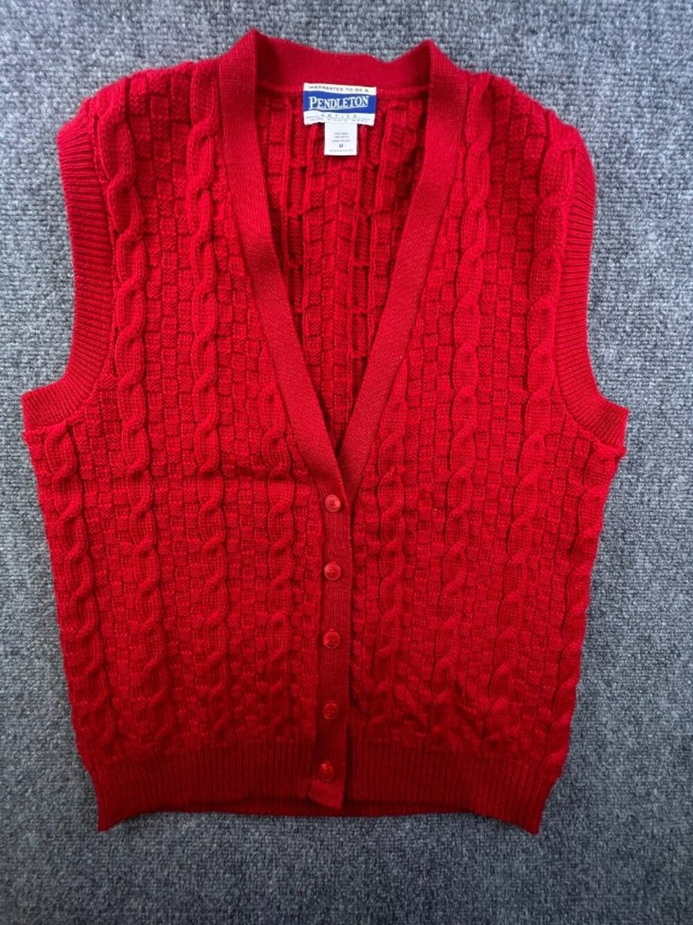 VTG 90’s Pendleton All Virgin Wool Sweater Sleeveless Cardigan Medium Petite USA